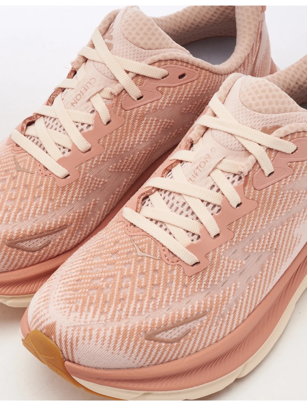 Hoka Clifton 9 Women size 9.5 B Athletic Sneakers in Blush Pink and Cream